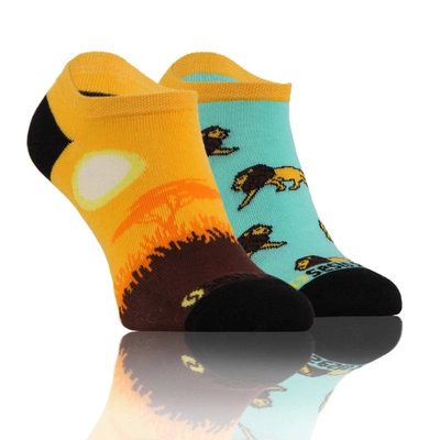 Sesto Senso Skarpetki Finest Cotton Stopki – Bequeme Baumwollsocken für Damen und Herren, Atmungsaktiv, Nicht Drückend, Lustiger Löwen-Design, Mehrfarbig, Ideal für Alltag und Sport, 1 Paar