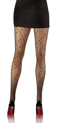 Sesto Senso Damenmode Strumpfhose – Elegante 20 DEN, Schwarz, Halbmatte Optik, Jacquardmuster mit Herzmotiv, Komfort ohne Teilung, Hochwertiger Polyamid, Ideal für Alltag und besondere Anlässe