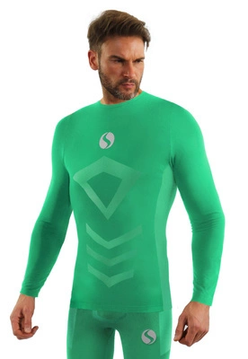 Sesto Senso Herren Thermoaktiv Langarmshirt – Atmungsaktiv, 4-Wege-Stretch, Nahtlos, Poliamid-Elastan, Sportbekleidung für Winter, Grün, Größe M