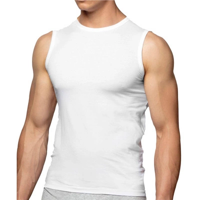 Atlantic Herren Unterhemd – Bequemes Baumwoll-Elasthan Tanktop, Klassischer Schnitt, Ohne Muster, Weiß, Atmungsaktiv, Ideal für Alltag und Sport, BMV-047