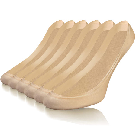 Sesto Senso Damen Ballerina Socken – Antirutsch, Silikon an der Ferse, Baumwolle & Polyamid, Perfekt für Pumps & Ballerinas, Weiß, 6er Set, Komfort & Stabilität