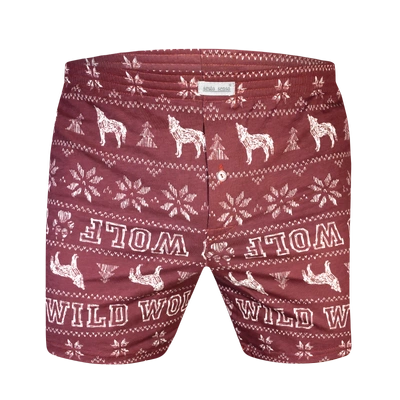 Sesto Senso Herren Boxershorts Baumwolle – Klassisch und Bequem, Mit Knopfleiste, Lockerer Sitz, Weihnachtliches Design, Rotes Geschenkset, Ideal für Aktive Männer
