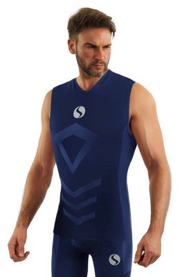 Sesto Senso Herren Thermoaktive Ärmelloses Shirt – Atmungsaktiv, 4-Wege-Stretch, Nahtlos, Sportbekleidung für Winteraktivitäten, Blau, Poliamid-Elastan-Mix