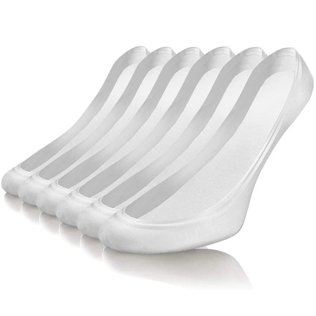 Sesto Senso Damen Ballerina Socken – Antirutsch, Silikon an der Ferse, Baumwolle & Polyamid, Perfekt für Pumps & Ballerinas, Weiß, 6er Set, Komfort & Stabilität