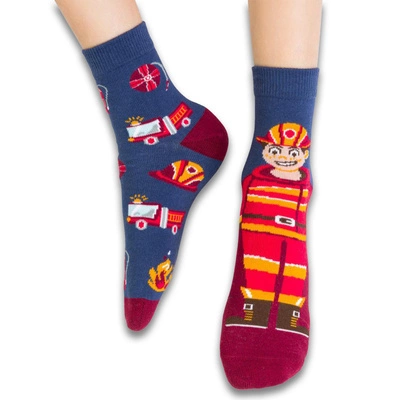Kindersocken mit Feuerwehraufdruck. 138 KR324 Denim