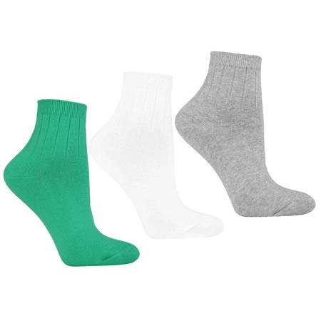 Kurze 3/4-gestreifte Baumwollsocken für Damen im 3er-Pack