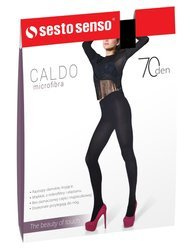 Sesto Senso Damen Strumpfhose Caldo 70 DEN – Mikrofaser, Matt, Blickdicht, Ohne Höschenteil, Mit Zwickel, Komfort und Stil, Marrone, Ideal für Kühle Tage