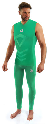 Sesto Senso Herren Thermoaktive Sportwäsche Set – Atmungsaktive Lange Hose & Ärmelloses Shirt, Elastisch, Poliamid, Nahtlos, Ideal für Winteraktivitäten, Grün