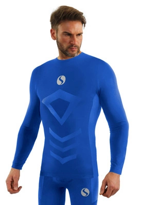 Sesto Senso Herren Thermoaktive Langarmshirt – Atmungsaktives Funktionsshirt aus 96% Polyamid, Nahtlose Konstruktion, Ideal für Wintersport, Chabrowy Blau, Komfort und Bewegungsfreiheit