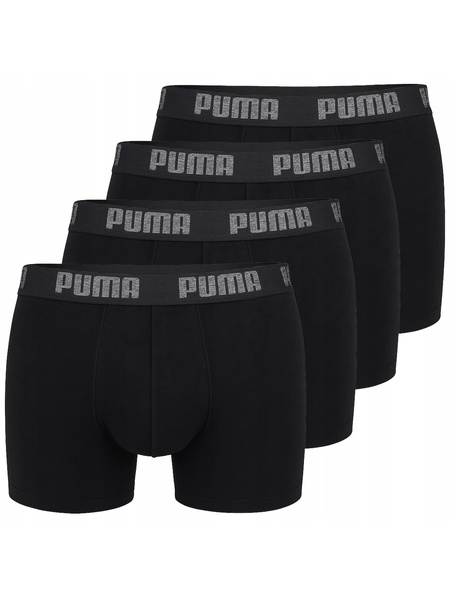 Puma Herren Boxershorts 4er Pack – Komfort Stretch aus Atmungsaktiver Baumwolle, Weicher Bund mit Logo, Flache Nähte, Zweilagiger Frontbereich, Perfekt für den Alltag, Schwarz