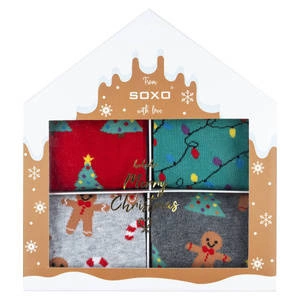 4x farbige SOXO GOOD STUFF Socken für Männer Frohe Weihnachten Geschenk