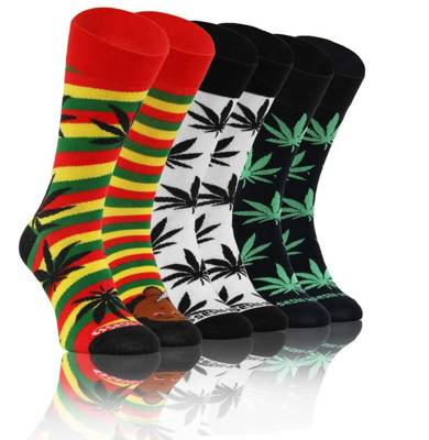 Sesto Senso Damen Skarpetki Set – Bunte Baumwollsocken mit Marihuana-Muster, Komfortabel und Atmungsaktiv, 3er Pack, Größe 35-38, Vielseitig für Alltag und Sport, Mehrfarbig
