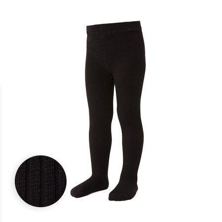 Striped cotton tights black