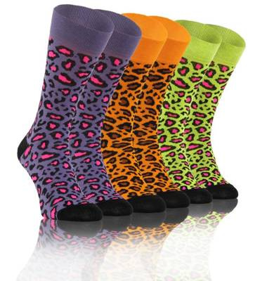 Sesto Senso Damen Skarpetki – Bunte Baumwollsocken mit Panterprint, Komfort & Stil, 3er Set, Vielseitig für Alltag & Sport, Größe 35-38, Hochwertige Qualität, Atmungsaktiv, Mehrfarbig
