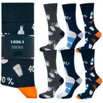 3x SOXO GOOD STUFF Vodka farbige Herrensocken in einem Bandana Geschenk