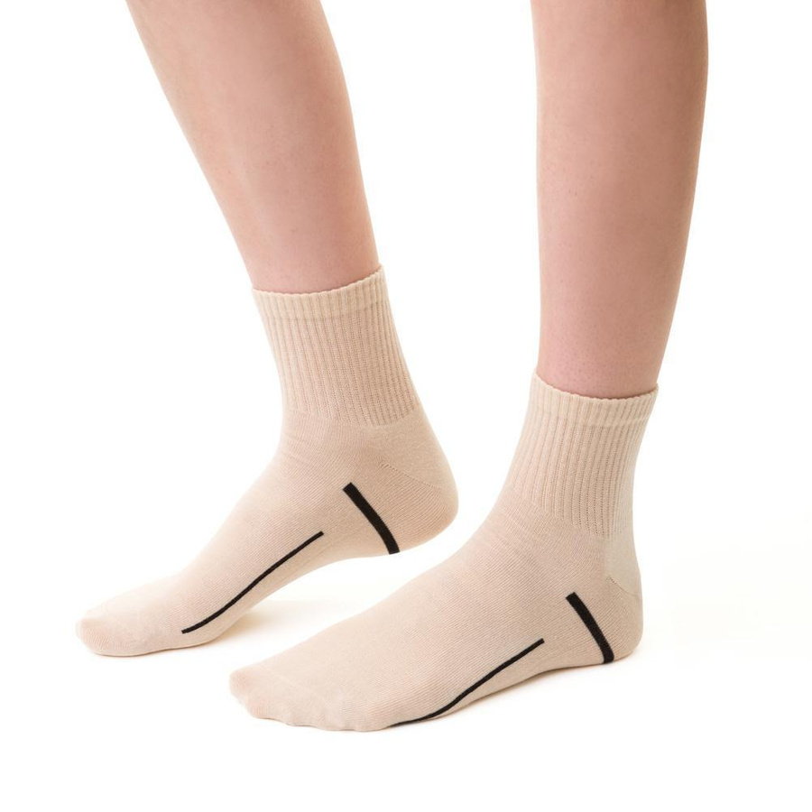 Skarpetki sportowe damskie w paski art. 026 NA193 białe Steven