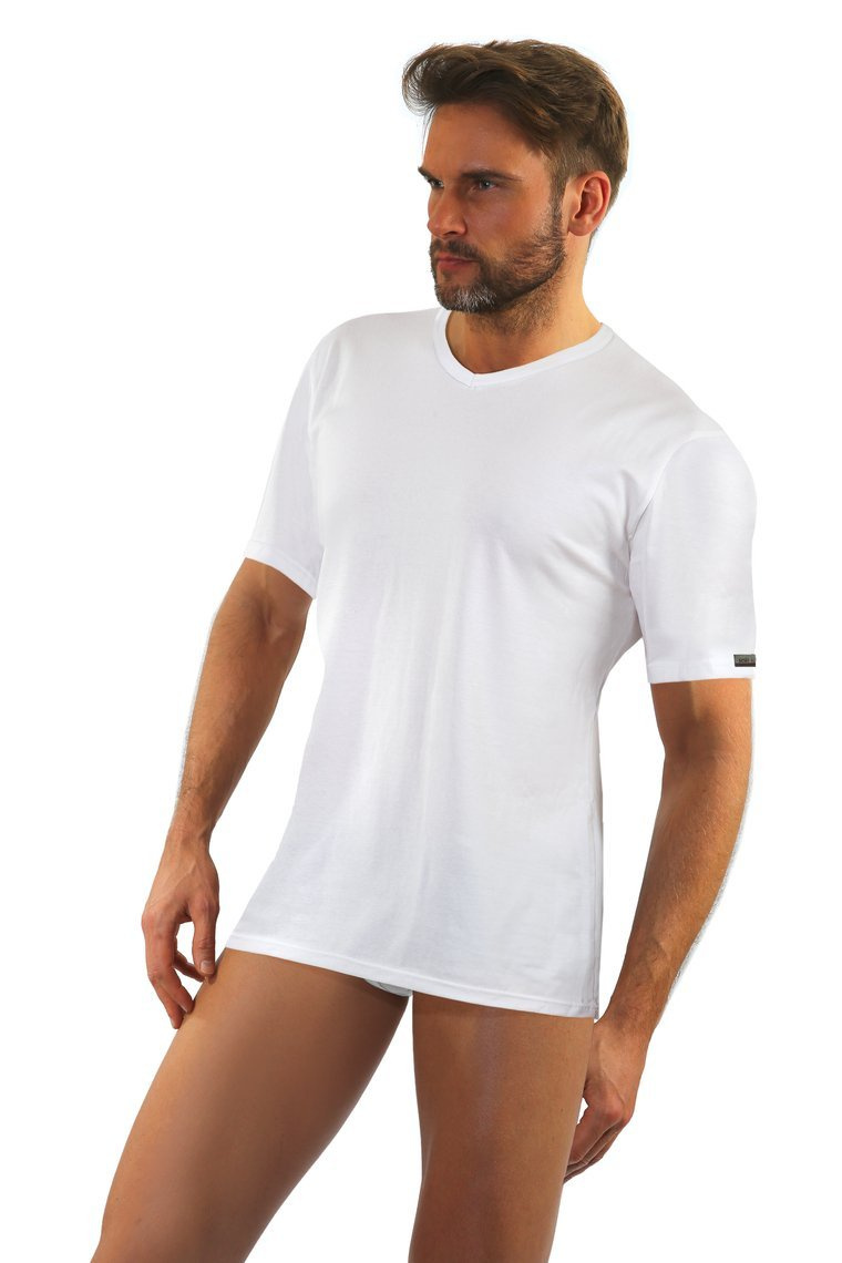 Sesto Senso Herren T-Shirt COBRA – Baumwolle mit V-Ausschnitt, Kurzarm, Komfort & Stil, Weiß, 95% Baumwolle, 5% Elastan, Ideal für Alltag, Neu