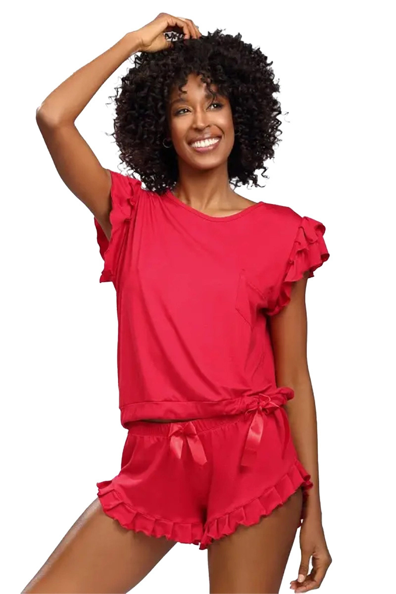 Komplet piżama damska Lulu czerwona Dkaren