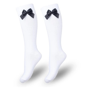 Kinderkniestrümpfe mit Schleife, Farbe Weiß 2, Größe 29-31
