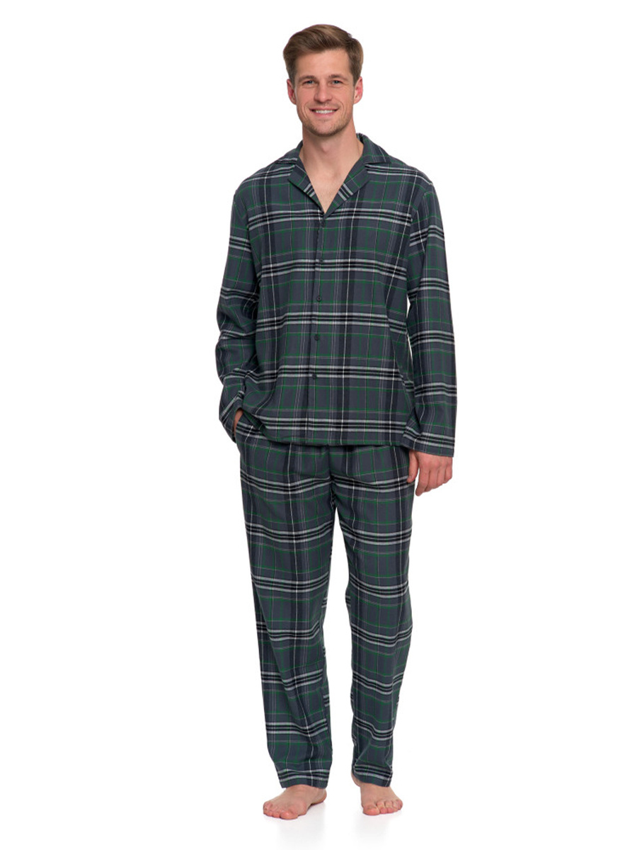 Men's flannel pajamas with long sleeves
