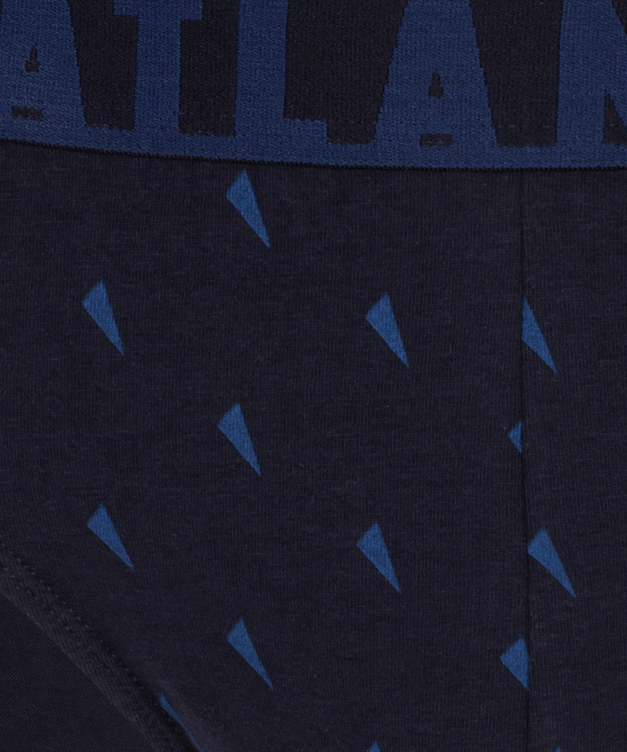 Atlantic Herren Sport Slips – Bequeme Unterwäsche aus Baumwolle, 3er Pack mit Print, Farben: Rot, Marineblau, Blau, Elastischer Bund, Für Sportliche Aktivitäten, Größe: M-XL