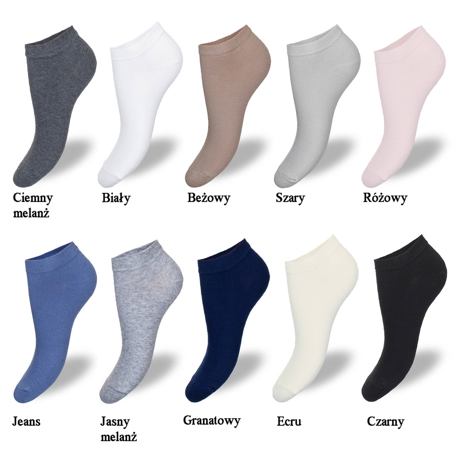 5x Stopki bawełniane damskie GŁADKIE 163 Milena