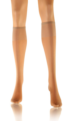 Sesto Senso Damen Podkolanówki Iris – Halbmatte, Transparente Kniestrümpfe mit Barfuß-Effekt, Bequem und Elastisch, Ideal für Elegante Looks, Farbe Vision/Beige, Poliamid-Elastan Mix, Made in Polen