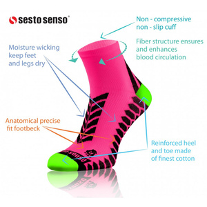 Sesto Senso Sport Kompressionssocken – Atmungsaktiv, Nahtlos, Anatomic Passform, Feuchtigkeitsregulierend, Kurz, Poliamid-Elastan, Für Laufen, Rosa, Unisex