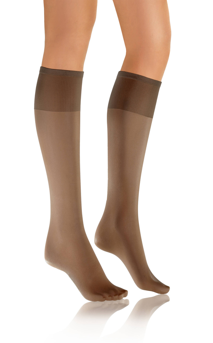 Sesto Senso Damen Podkolanówki Iris – Halbmatte, Transparente Kniestrümpfe mit Barfuß-Effekt, Bequem und Elastisch, Ideal für Elegante Looks, Farbe Vision/Beige, Poliamid-Elastan Mix, Made in Polen