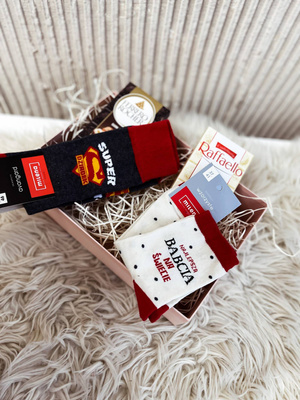 Socken Serie Opa und Oma Dunkelmelange 2, rot, grau, schwarz