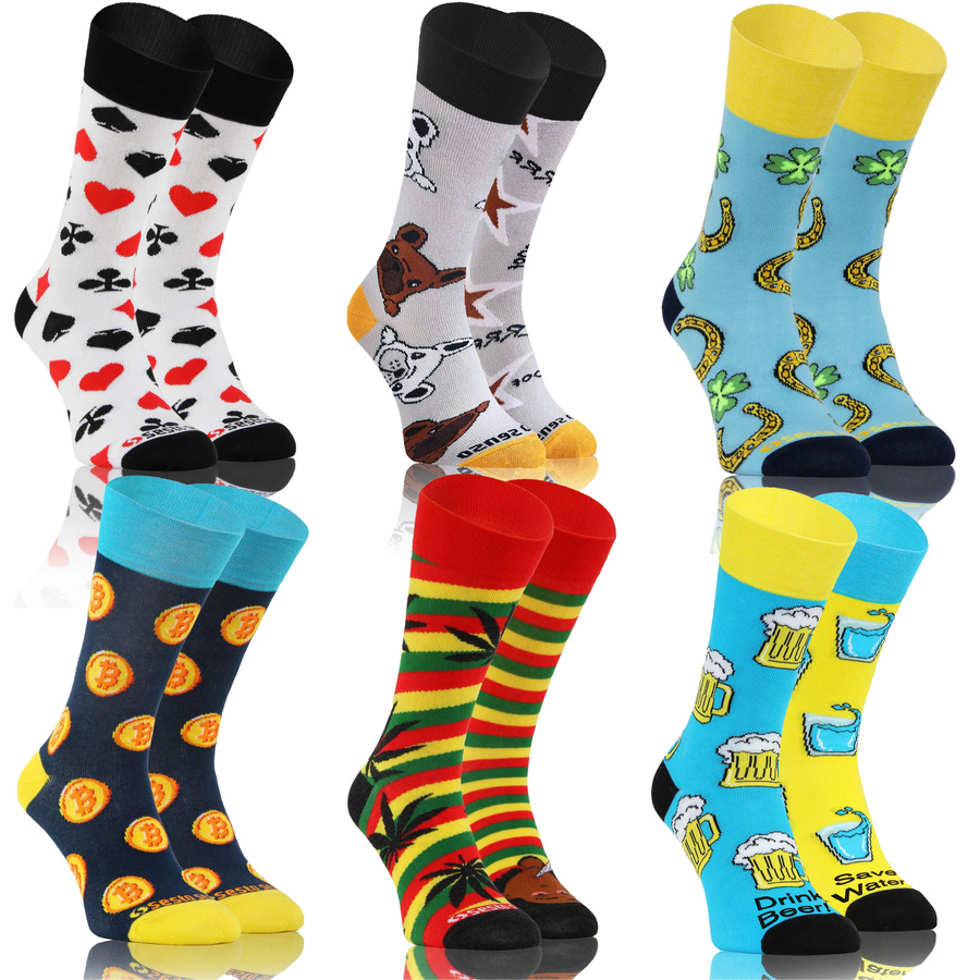 6X Finest farbige Socken als Geschenk von Sesto Senso