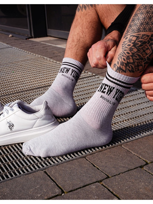 Herrensocken Go! Hellgrau mit Print