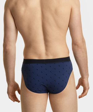 Atlantic Herren Sport Slips – Bequeme Unterwäsche aus Baumwolle, 3er Pack mit Print, Farben: Rot, Marineblau, Blau, Elastischer Bund, Für Sportliche Aktivitäten, Größe: M-XL