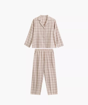 Damen Schlafanzug nlp-505 Ecru/Violett