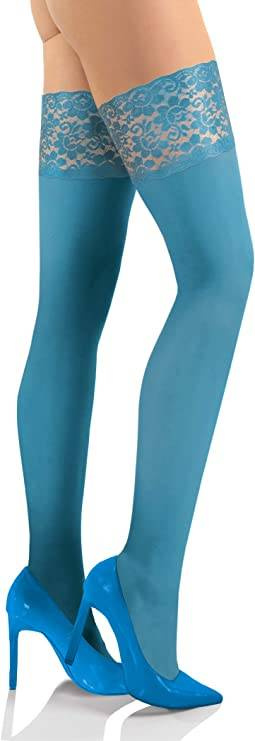 Selbsthaltende Strümpfe Nicole Petrol