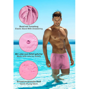 Sesto Senso Herren Badeshorts SZ24 – Schnelltrocknend, Mit Taschen, Elastischer Bund, Innenhose, Polyester, Ideal für Strand und Pool, Farbe: Rosa, Frühling/Sommer Kollektion