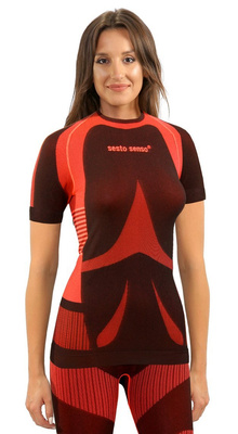 Sesto Senso Damen Thermo T-Shirt – Antiallergisch, Bakteriostatisch, Atmungsaktiv, Nahtlos, Optimal für Wintersport, Kurzarm, Rot, Für Frauen