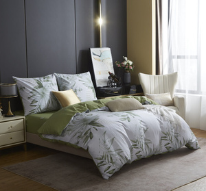 Bettwäsche Satina Y020 Weiß mit Blattmuster