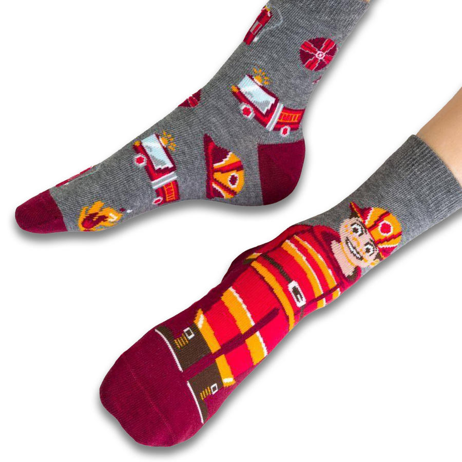 Kindersocken mit Feuerwehraufdruck. 138 KP325 melange grau