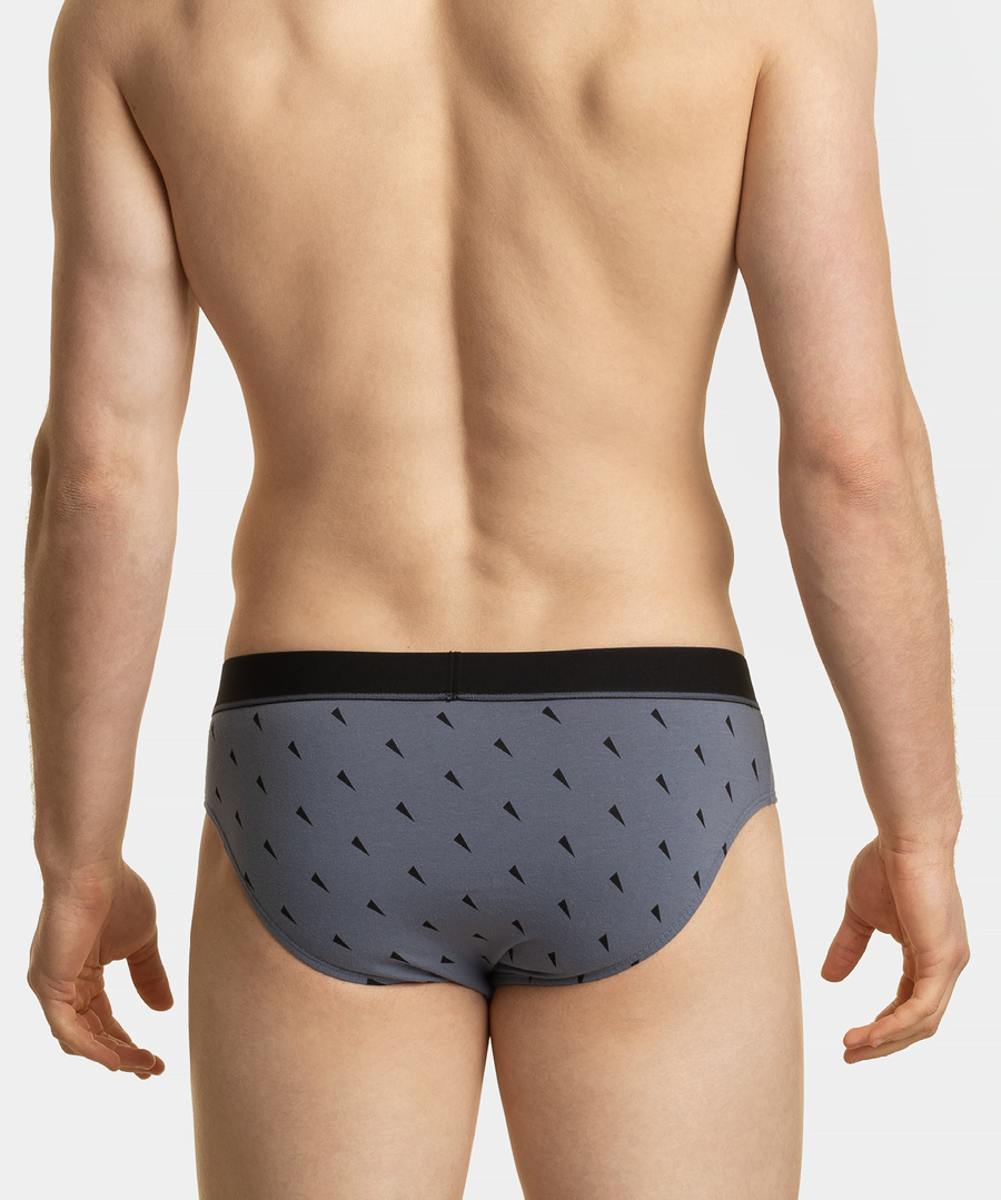 Atlantic Herren Sport Slips – Bequeme Unterwäsche aus 95% Baumwolle, 5% Elastan, Print-Design, 3er Pack, Braun/Grau/Schwarz, Modell 3MP-152, Externer Gummibund, Kollektion Sport | jz23