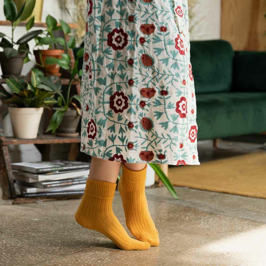 Socken Wollserie Gelb