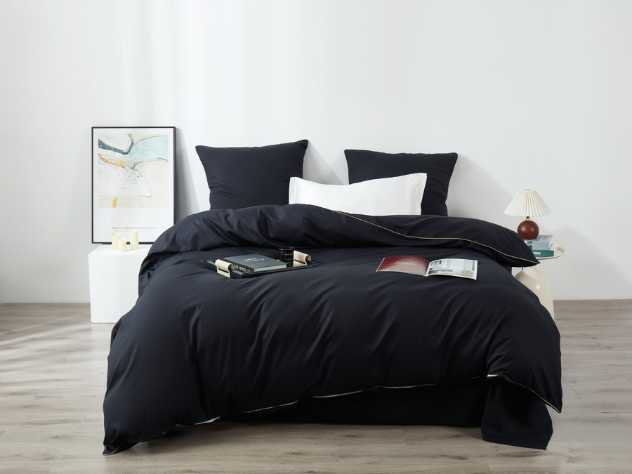 Bettwäsche Satin Queen Schwarz