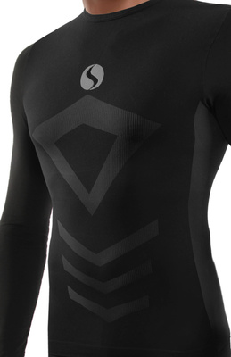 Sesto Senso Herren Thermoaktive Langarmshirt – Atmungsaktives Funktionsshirt aus 96% Polyamid, 4-Wege-Stretch, Nahtlos, Ideal für Wintersport, Farbe: Nero/Blau, Sportbekleidung für Männer