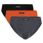 Atlantic Herren Sport Slips Set – 100% Baumwolle, Bequemer Print, 3er Pack, Farben: Orange, Grau, Schwarz, Blau, Rot – Klassische Unterwäsche für Männer