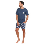 Marineblauer Herren-Schlafanzug mit Teddybär-Shorts 'BEAR' Doctor Nap