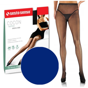 Sesto Senso Damen Kabarettstrumpfhose Cocon – Elegante Netzstrumpfhose, Atmungsaktiv und Elastisch, Komfortabel, Ideal für Abendkleidung oder Freizeit, Farbe: Blau, Material: 86% Polyamid, 14% Elastan, 20 DEN
