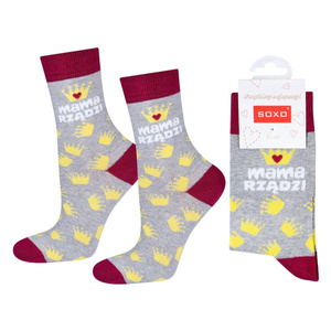 Skarpetki damskie kolorowe SOXO GOOD STUFF bawełniane Mama rządzi