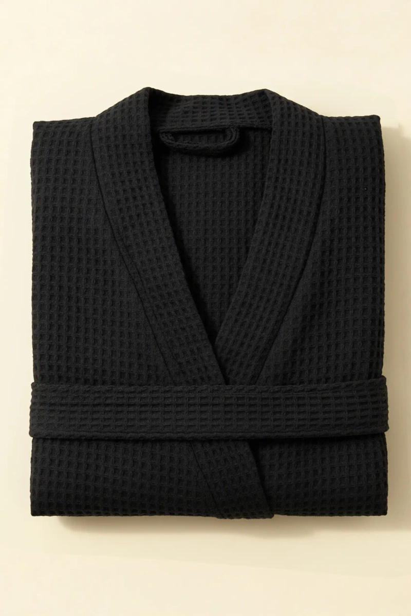 S BATHROBE WAFFLE BLACK XS