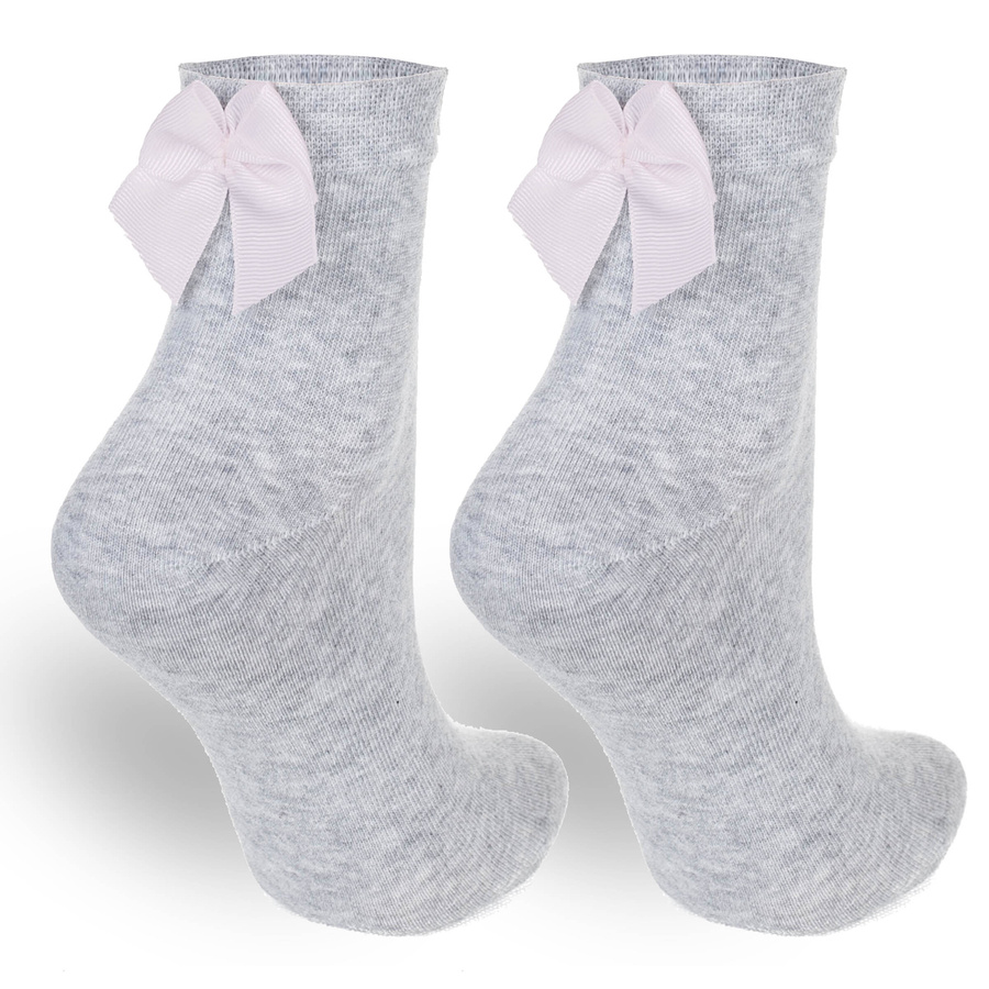 Socken mit Ripsband Schleife Grau Melange 4