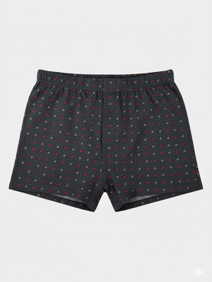 Men's Loose Boxer Shorts with Buttons Black